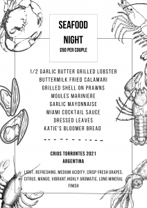 seafood night menu